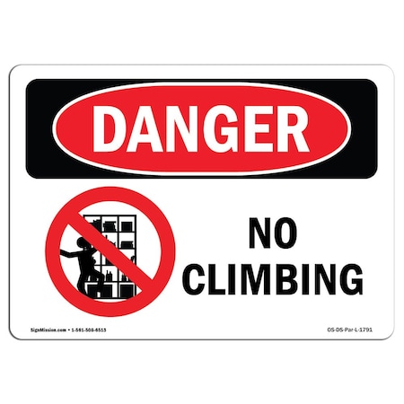 OSHA Danger Sign, No Climbing, 7in X 5in Decal